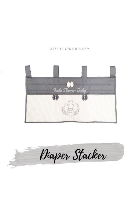 Diaper Stacker - White and Grey